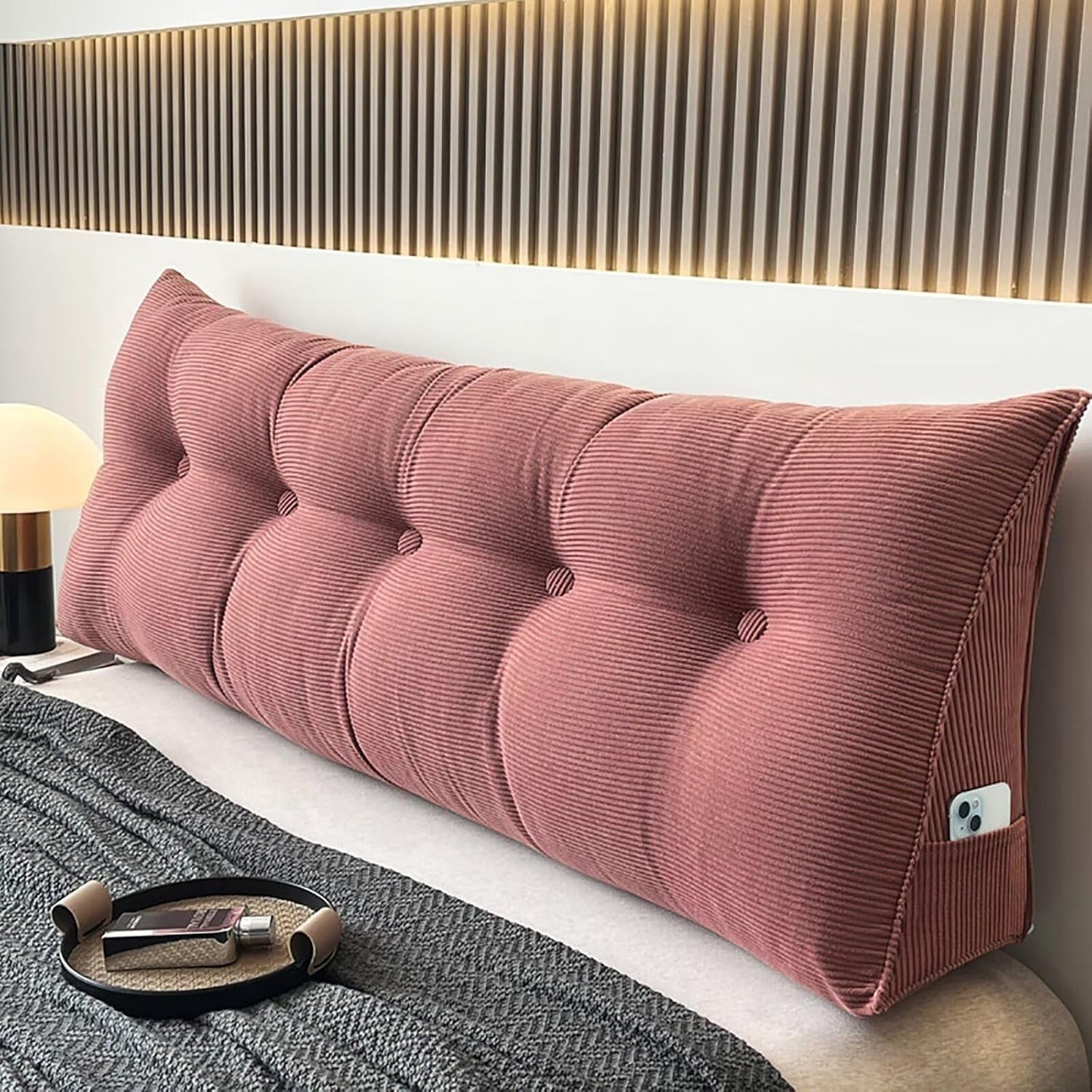Large Bed Wedge Headboard Pillow Twin College Dorm Reading Pillow White Back Support Corduroy Triangular Lumbar Pillow Body Positioning Bed Pillow for Day Bed Bunk Bed