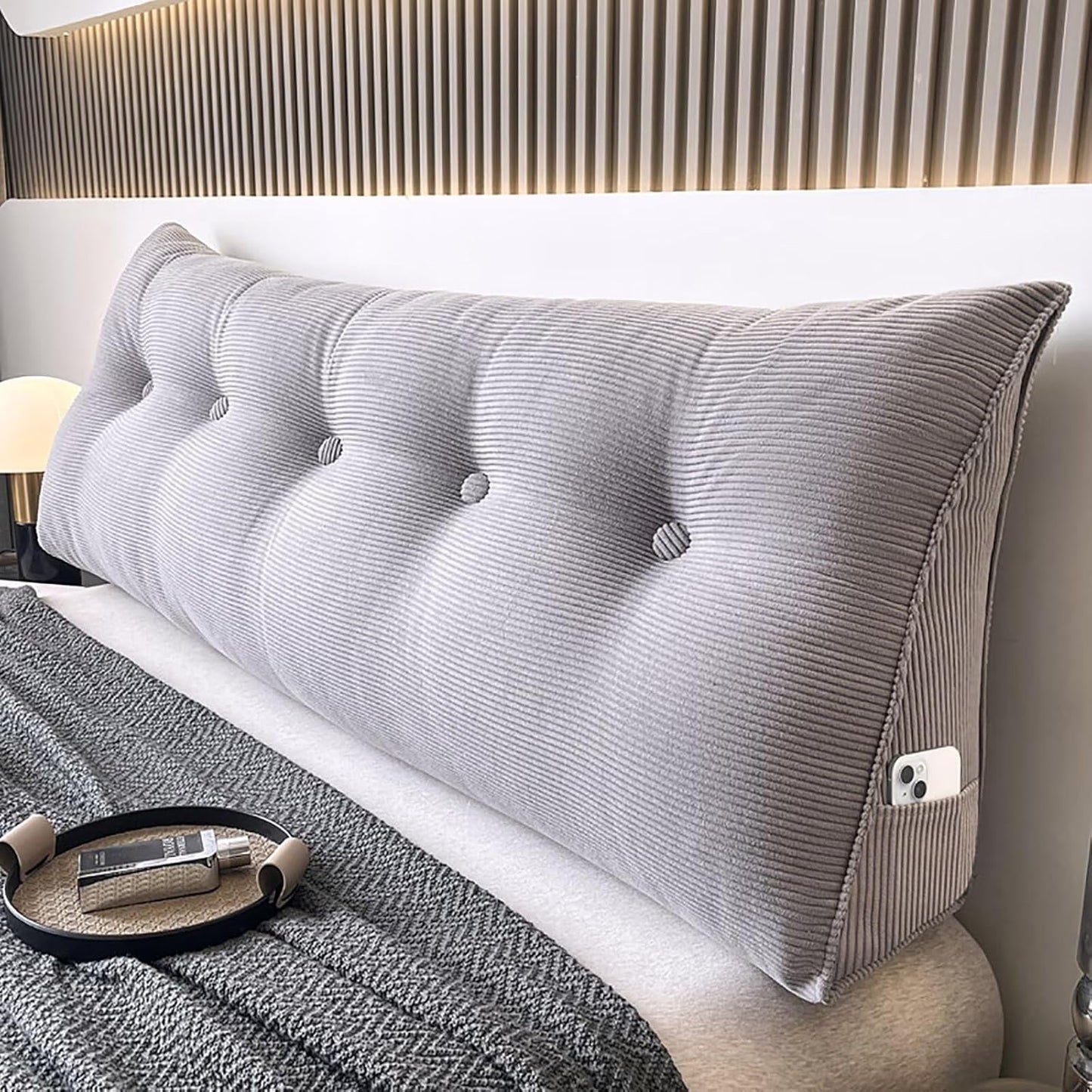 Large Bed Wedge Headboard Pillow Twin College Dorm Reading Pillow White Back Support Corduroy Triangular Lumbar Pillow Body Positioning Bed Pillow for Day Bed Bunk Bed