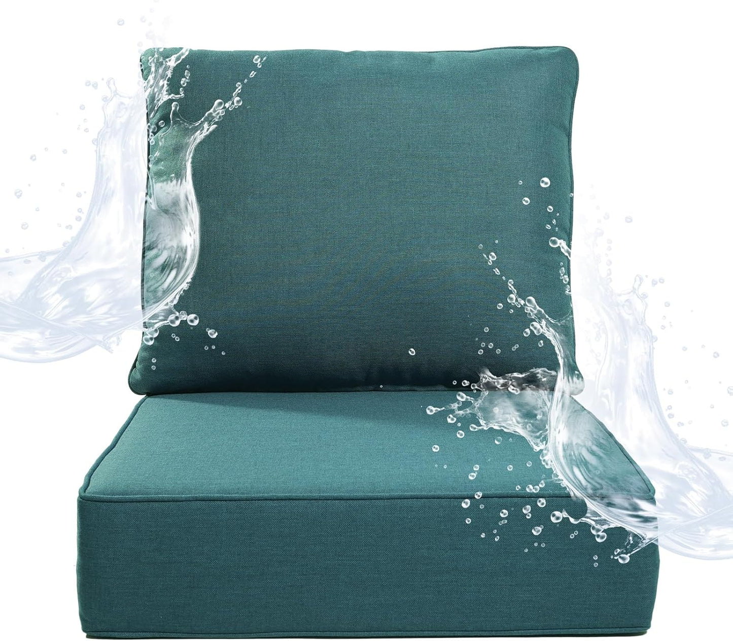 6" Thicker Outdoor Chair Cushion 3 Sets - 24" *24" *6" Waterproof Patio Furniture Cushions with Removable Cover, 28D High Density Sponge Filling Thicken Outdoor Patio Cushions - Beige