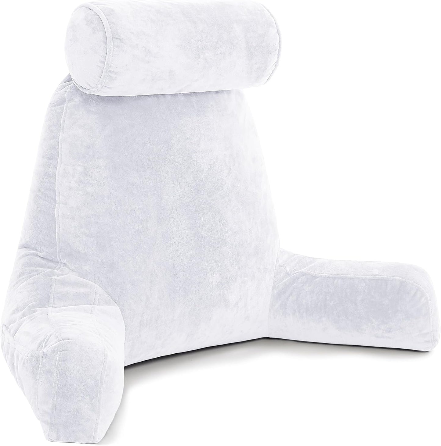 Husband Pillow Black, Original Reading Pillow in Bed Rest Chair, Shredded Memory Foam Large Lounge Cushion Adult Backrest with Arms, Comfy Back Support for Sit Sitting Up, Washable/Removable Cover
