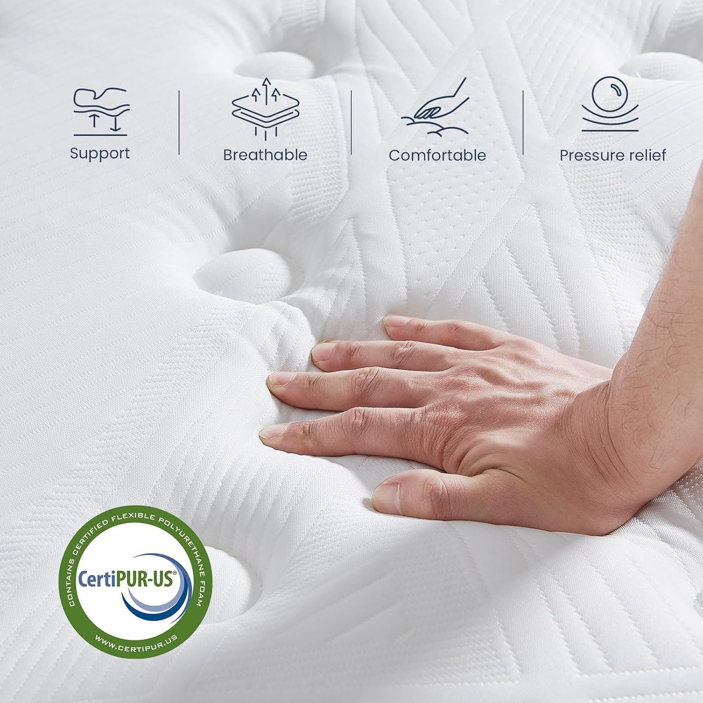 Full Size Double Mattress 12 inch - Deep Sleep Medium Firm Hybrid Mattresses with Memory Foam & Individually Pocket Springs, Fiberglass-Free Bed in a Box, Pressure Relief, Edge Support, CertiPUR-US