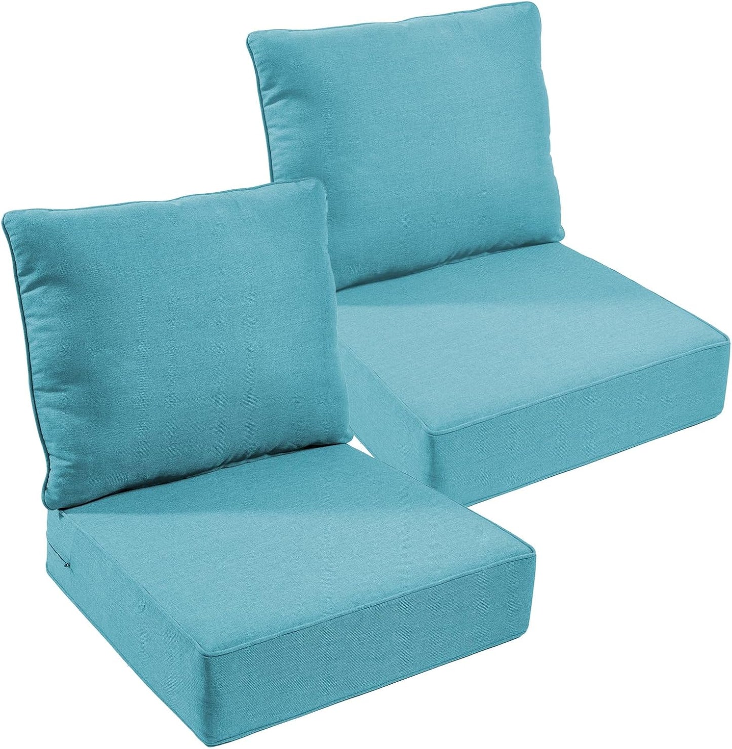Outdoor Chair Cushions Set of 3, Waterproof 24x24 Patio Chair Cushion, 6" Thickened Seat Cushion for Outdoor Furniture, Couch Cushion Replacement, Include 3 Back & 3 Seat Cushions, Thick/Beige