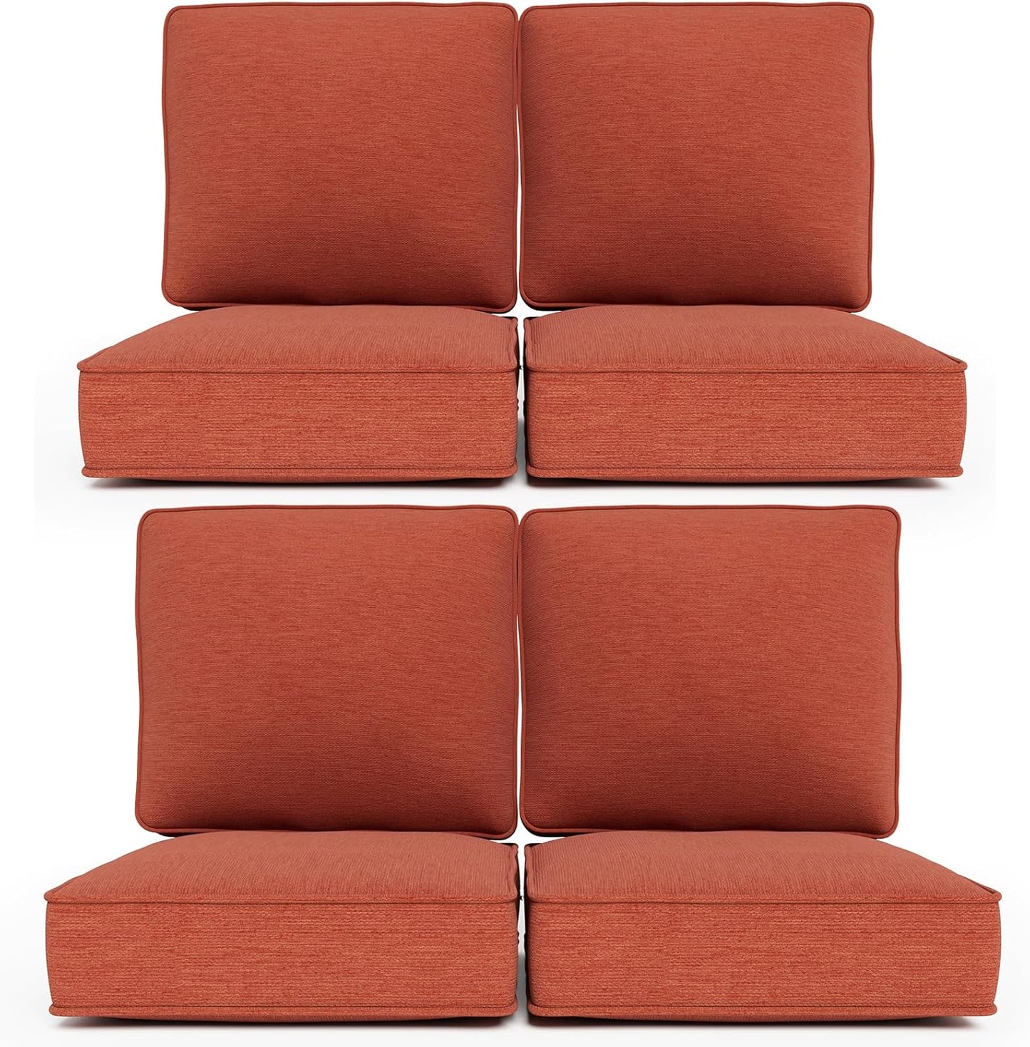 24" x 23" Outdoor Chair Cushions, High-Density Foam Deep Seat Patio Cushions Olefin Fabric & Removable Zipper Cover Outdoor Furniture Replacement Cushions Set of 5 for Chair Sofa Couch - Beige