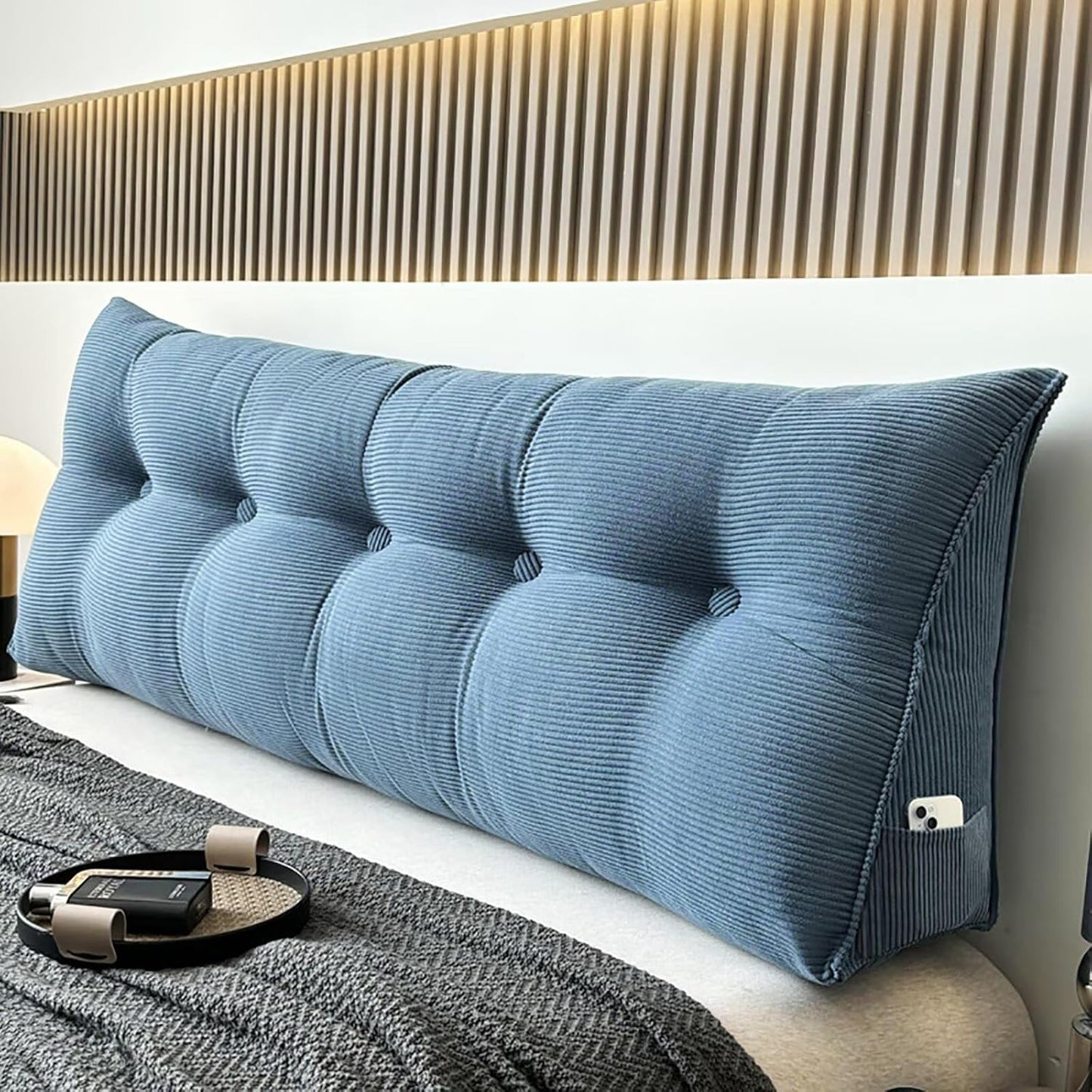Large Bed Wedge Headboard Pillow Twin College Dorm Reading Pillow White Back Support Corduroy Triangular Lumbar Pillow Body Positioning Bed Pillow for Day Bed Bunk Bed