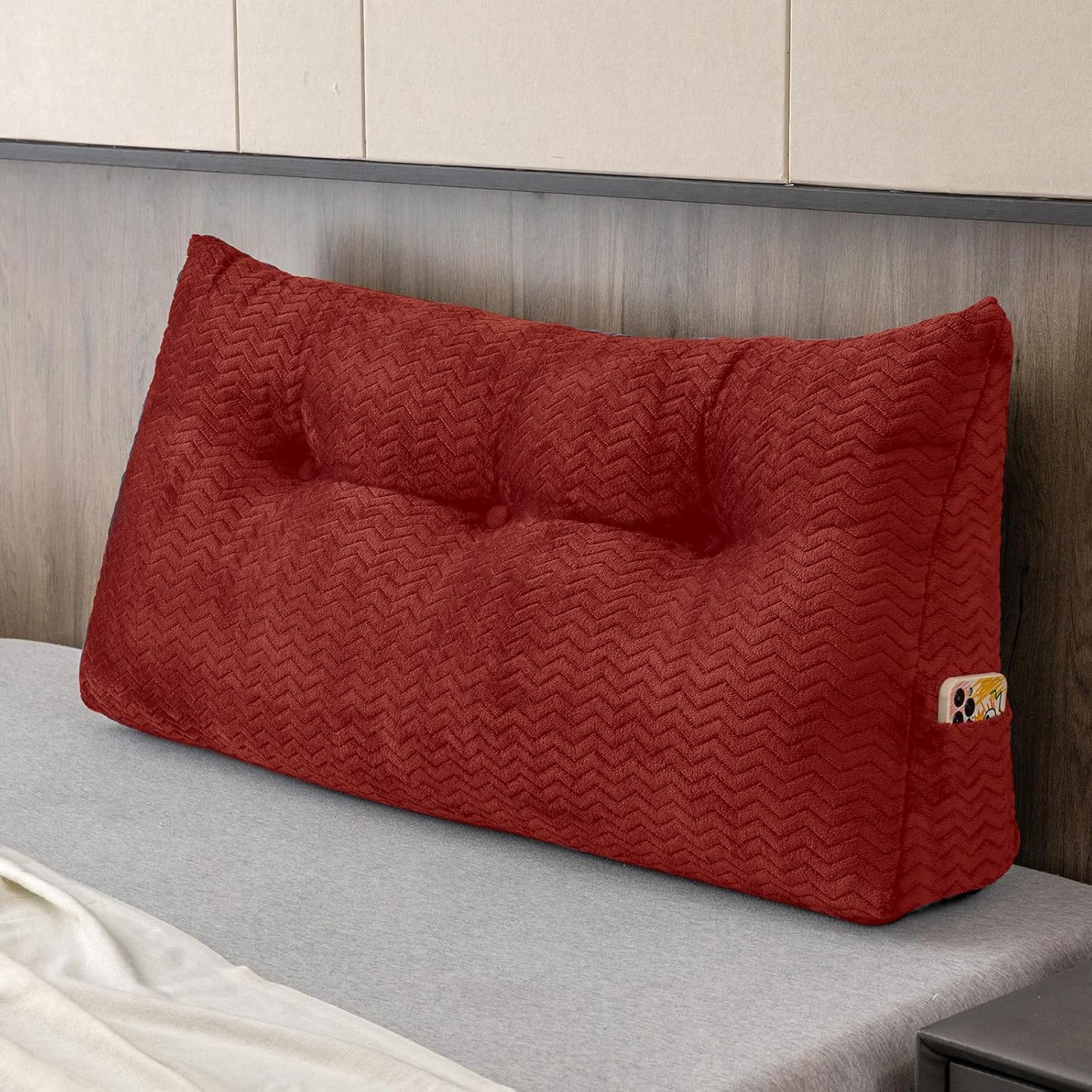 Large Bolster Triangular Headboard Wedge Backrest Positioning Support Bed Rest Reading Pillows Headboard Wedge Pillows for Day Bed with Removable Cover