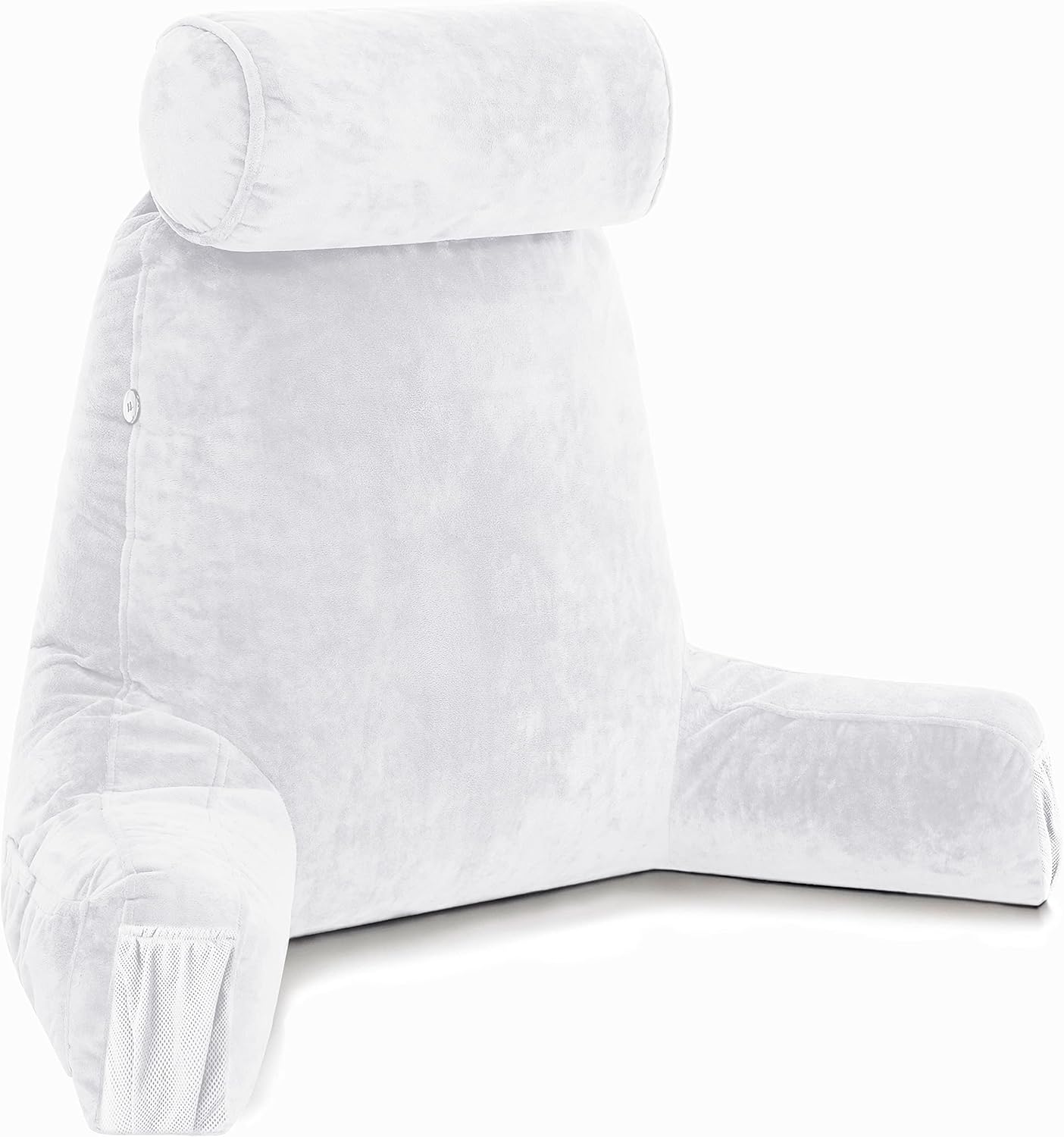 Husband Pillow Black, Original Reading Pillow in Bed Rest Chair, Shredded Memory Foam Large Lounge Cushion Adult Backrest with Arms, Comfy Back Support for Sit Sitting Up, Washable/Removable Cover