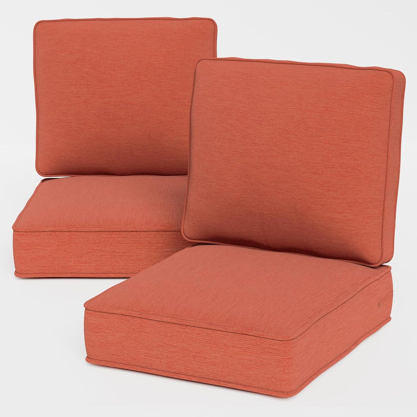 24" x 23" Outdoor Chair Cushions, High-Density Foam Deep Seat Patio Cushions Olefin Fabric & Removable Zipper Cover Outdoor Furniture Replacement Cushions Set of 5 for Chair Sofa Couch - Beige