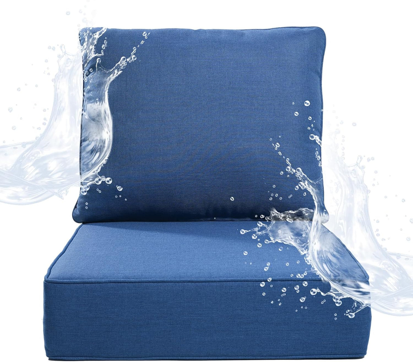 6" Thicker Outdoor Chair Cushion 3 Sets - 24" *24" *6" Waterproof Patio Furniture Cushions with Removable Cover, 28D High Density Sponge Filling Thicken Outdoor Patio Cushions - Beige