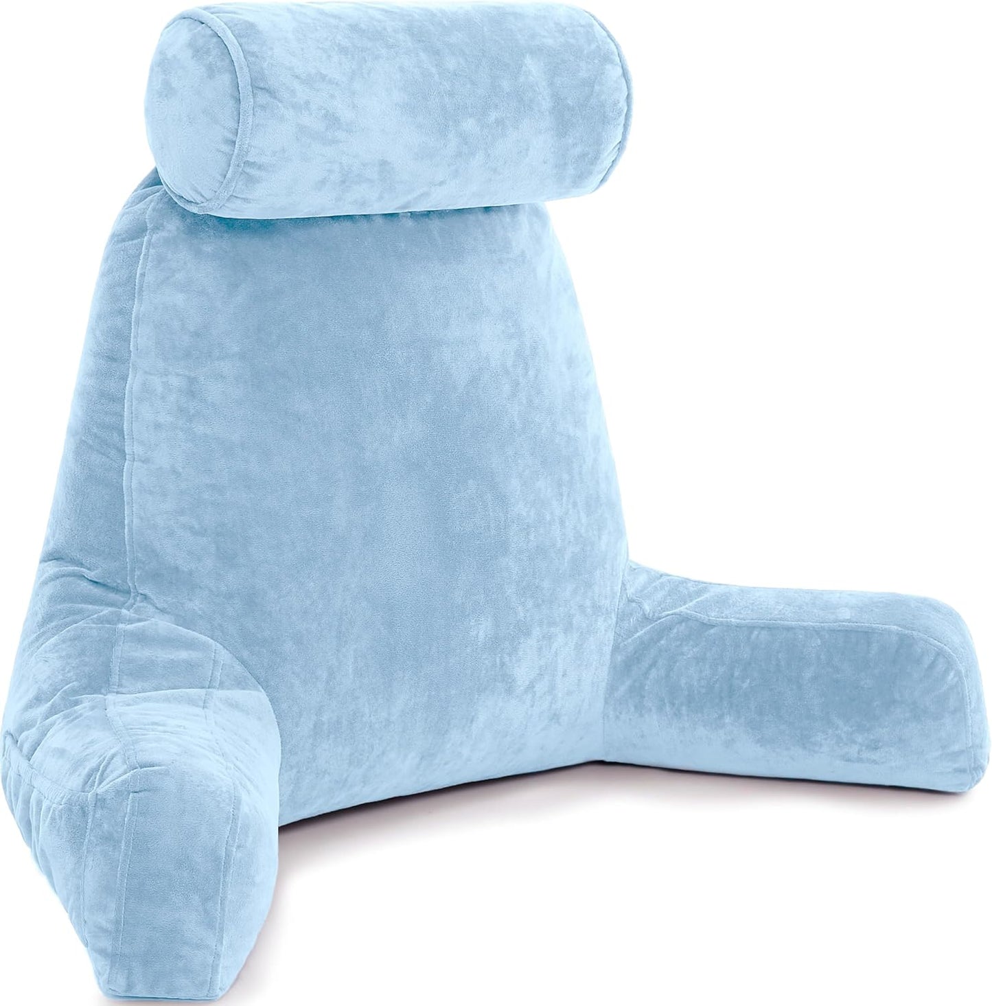 Husband Pillow Black, Original Reading Pillow in Bed Rest Chair, Shredded Memory Foam Large Lounge Cushion Adult Backrest with Arms, Comfy Back Support for Sit Sitting Up, Washable/Removable Cover