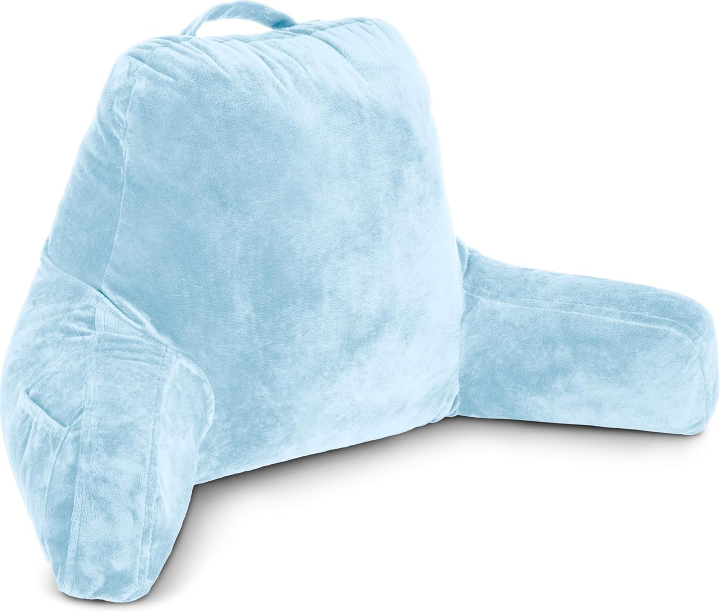 Husband Pillow Black, Original Reading Pillow in Bed Rest Chair, Shredded Memory Foam Large Lounge Cushion Adult Backrest with Arms, Comfy Back Support for Sit Sitting Up, Washable/Removable Cover