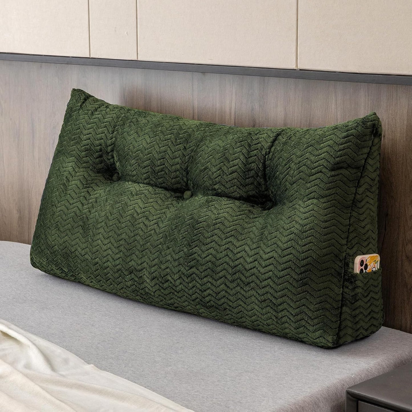 Large Bolster Triangular Headboard Wedge Backrest Positioning Support Bed Rest Reading Pillows Headboard Wedge Pillows for Day Bed with Removable Cover