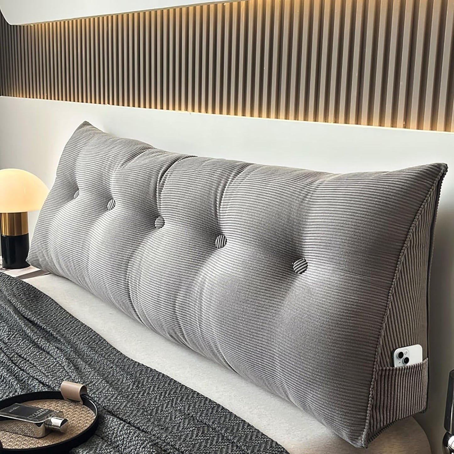 Large Bed Wedge Headboard Pillow Twin College Dorm Reading Pillow White Back Support Corduroy Triangular Lumbar Pillow Body Positioning Bed Pillow for Day Bed Bunk Bed