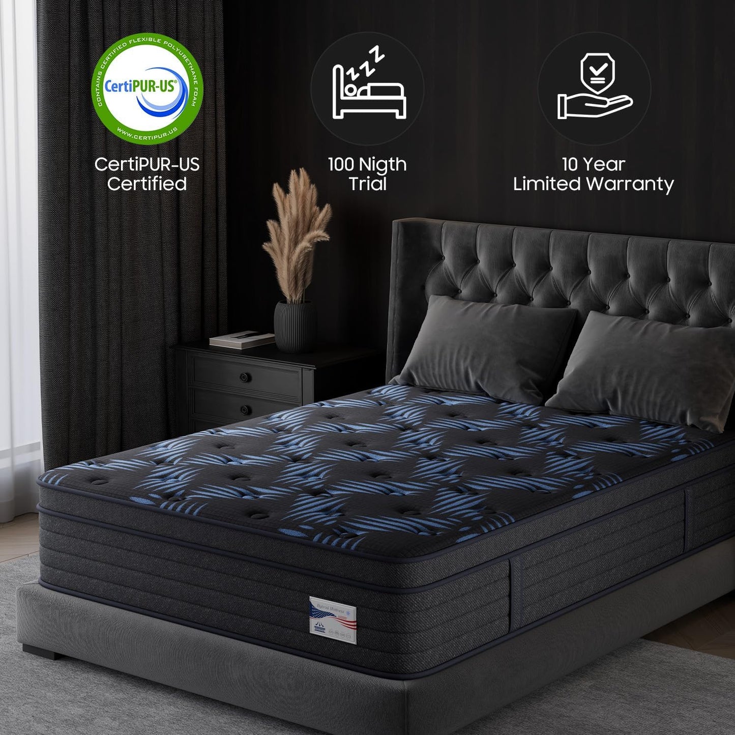 Queen Mattress, 10 Inch Premium Hybrid Mattress with Advanced Pocket Spring Technology,Optimal Spinal Support,Pain Relief and Motion Isolation,365 Night Trial - Forever Warranty,CertiPUR-US