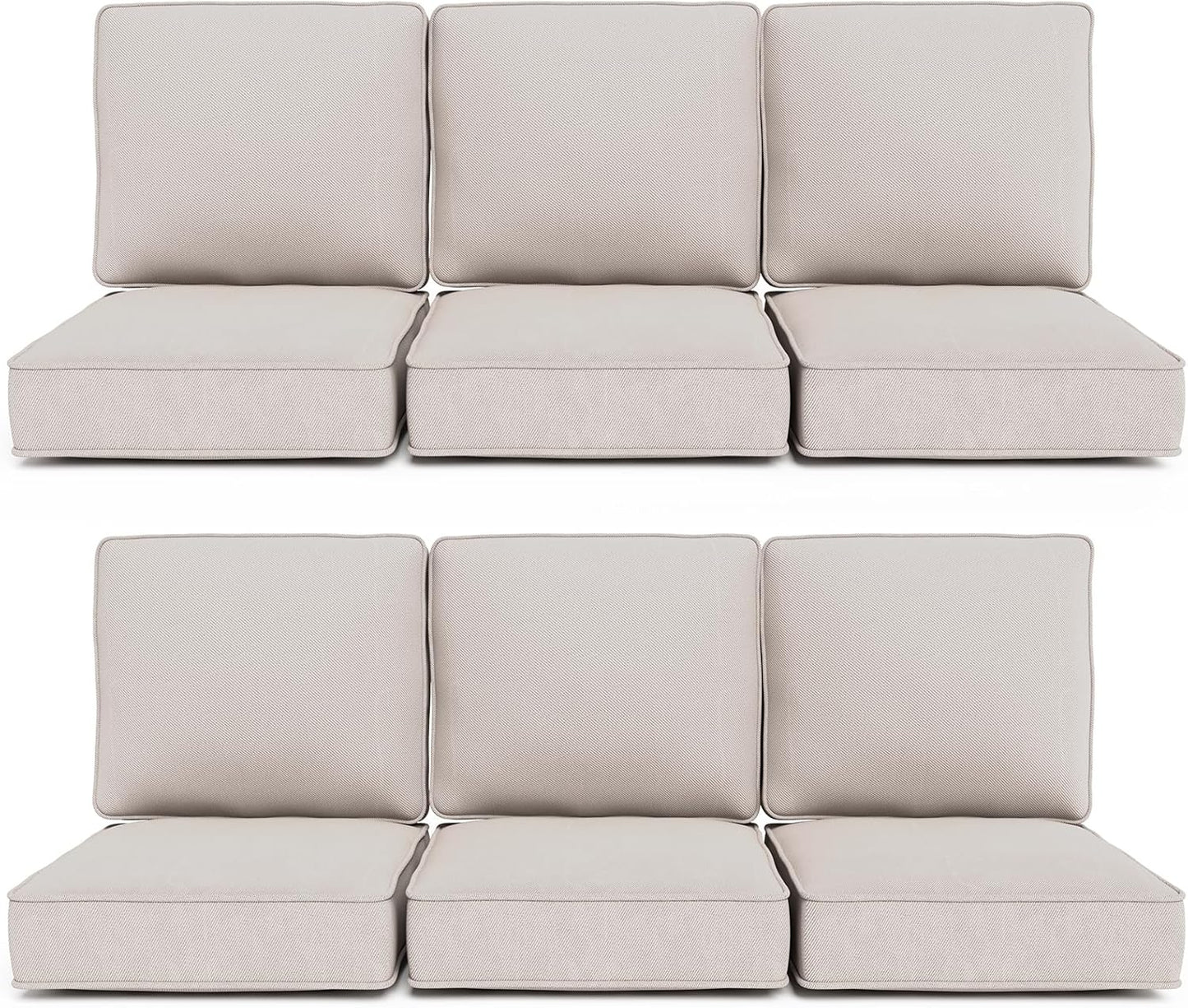 24" x 23" Outdoor Chair Cushions, High-Density Foam Deep Seat Patio Cushions Olefin Fabric & Removable Zipper Cover Outdoor Furniture Replacement Cushions Set of 5 for Chair Sofa Couch - Beige