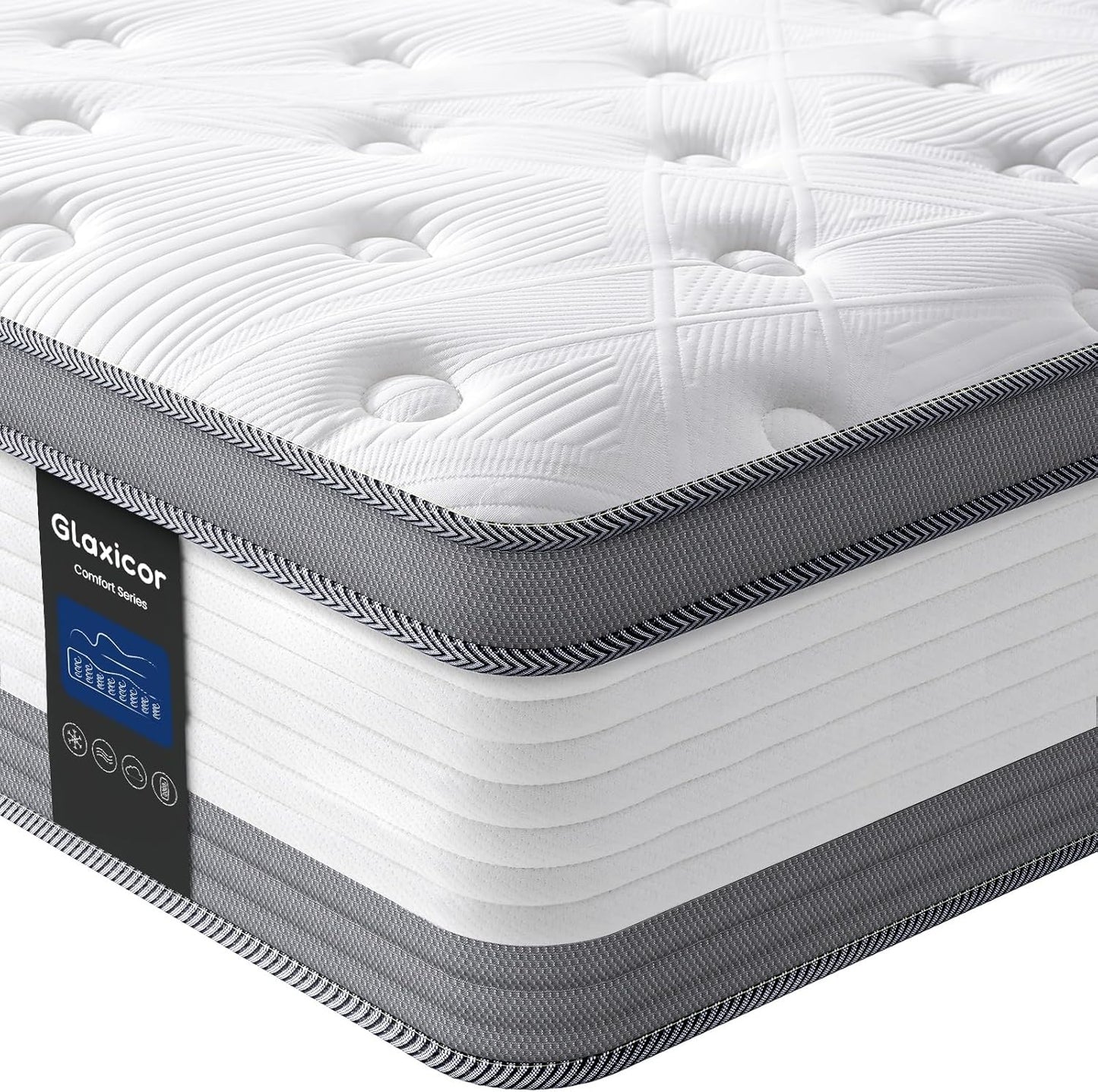 Full Size Double Mattress 12 inch - Deep Sleep Medium Firm Hybrid Mattresses with Memory Foam & Individually Pocket Springs, Fiberglass-Free Bed in a Box, Pressure Relief, Edge Support, CertiPUR-US