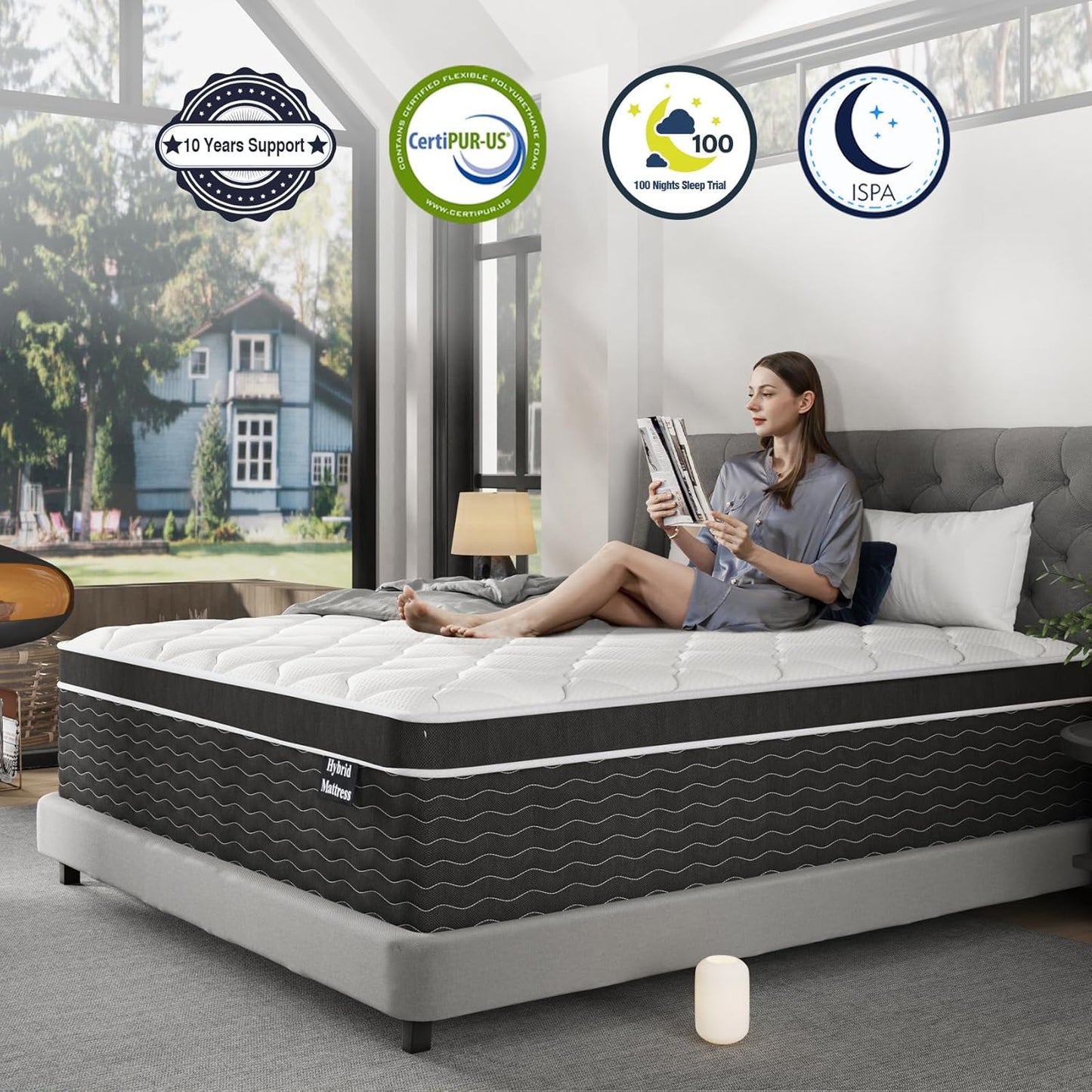 Full Size Mattress, 10 inch Full Bed Mattress in a Box, Medium Plush Hybrid Mattresses with Gel Memory Foam and Pocket Springs, Pressure Relief & Upgraded Support, Cooling and Breathable