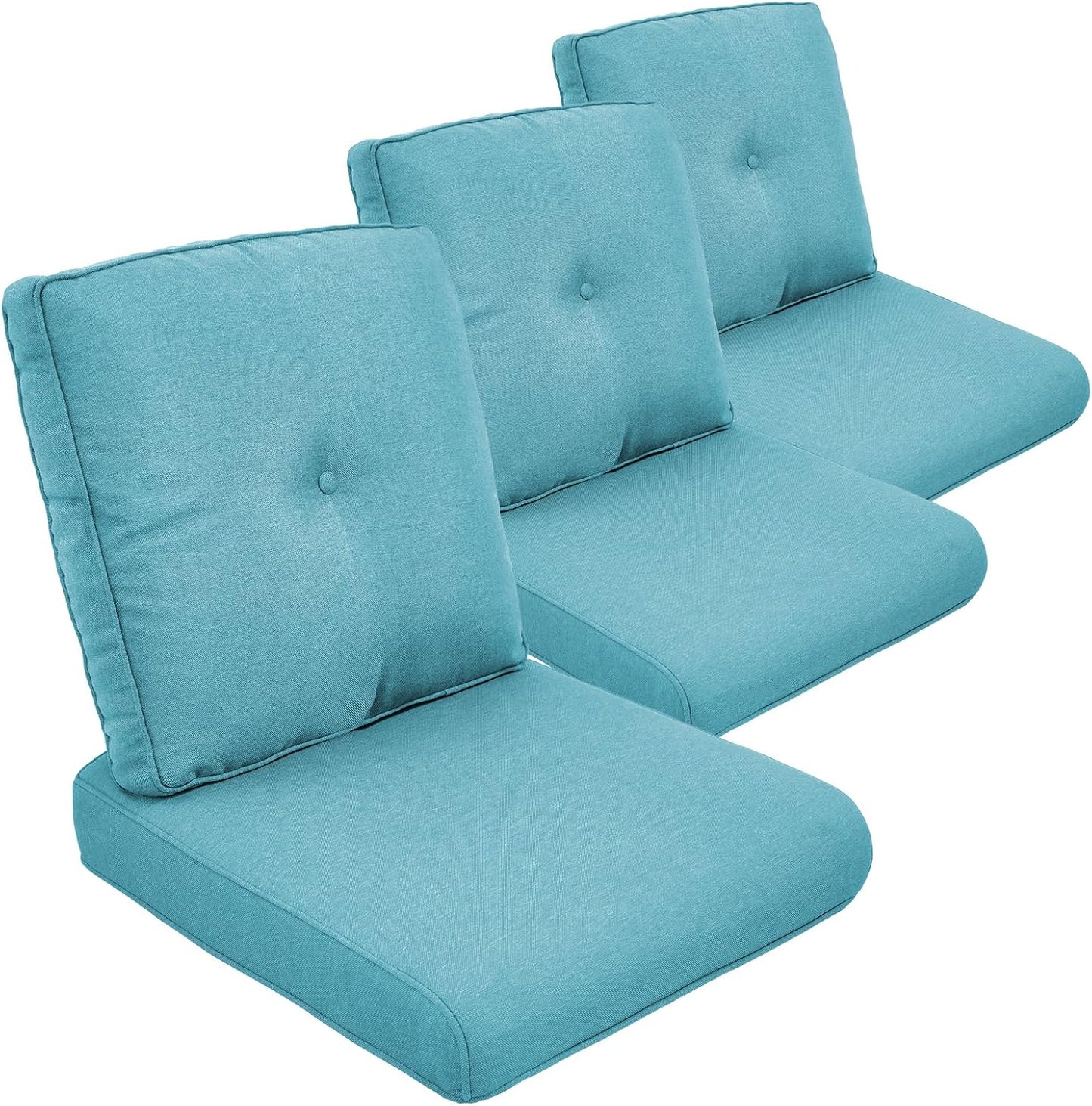 Outdoor Chair Cushions Set of 3, Waterproof 24x24 Patio Chair Cushion, 6" Thickened Seat Cushion for Outdoor Furniture, Couch Cushion Replacement, Include 3 Back & 3 Seat Cushions, Thick/Beige
