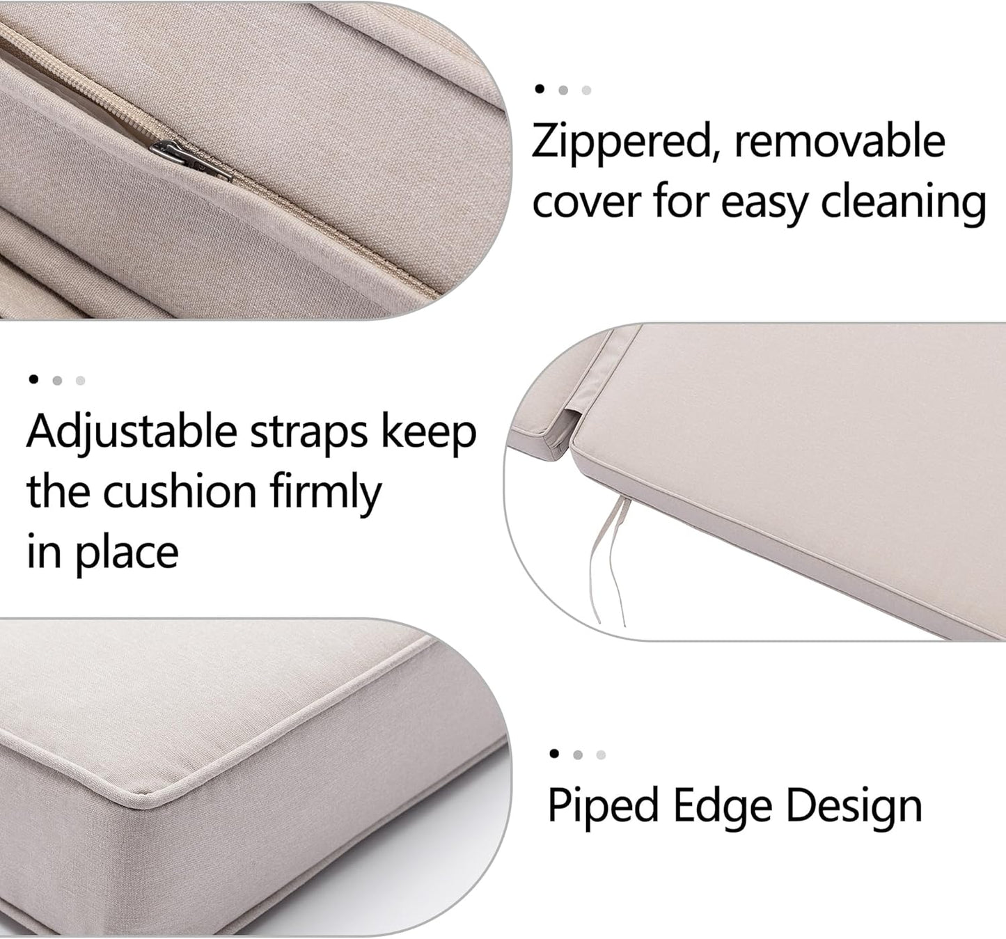KINWELL 2-Pack Extra Thick 5-Inch Outdoor Chaise Lounge Cushions, 100% Polyester Waterproof Thick Lounger Pad, UV & Fade-Resistant Patio Furniture Seat Back Pad, 23'' W x 75''L x 5”H, Beige
