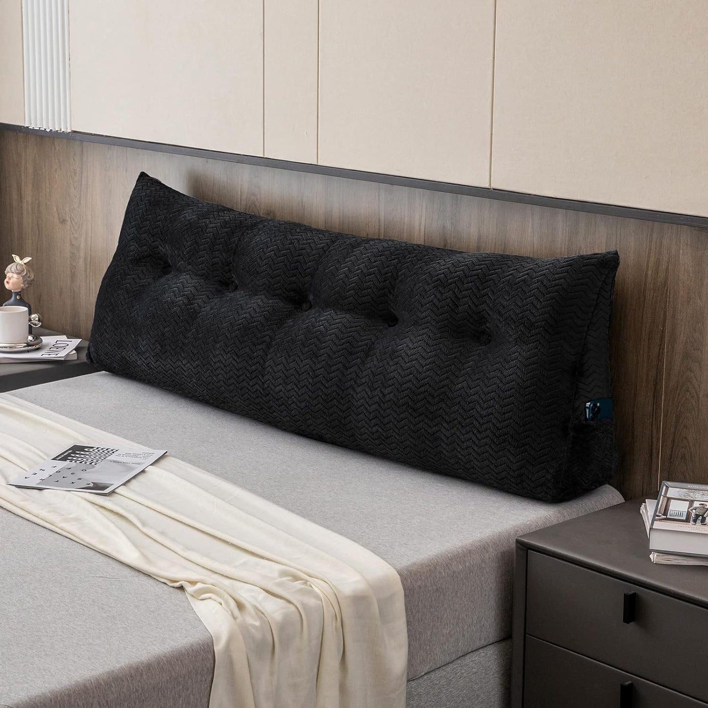 Large Bolster Triangular Headboard Wedge Backrest Positioning Support Bed Rest Reading Pillows Headboard Wedge Pillows for Day Bed with Removable Cover