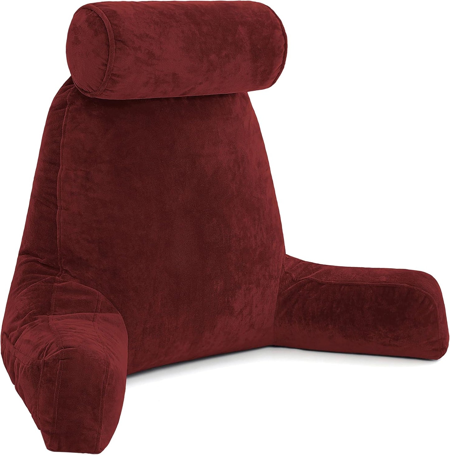 Husband Pillow Black, Original Reading Pillow in Bed Rest Chair, Shredded Memory Foam Large Lounge Cushion Adult Backrest with Arms, Comfy Back Support for Sit Sitting Up, Washable/Removable Cover