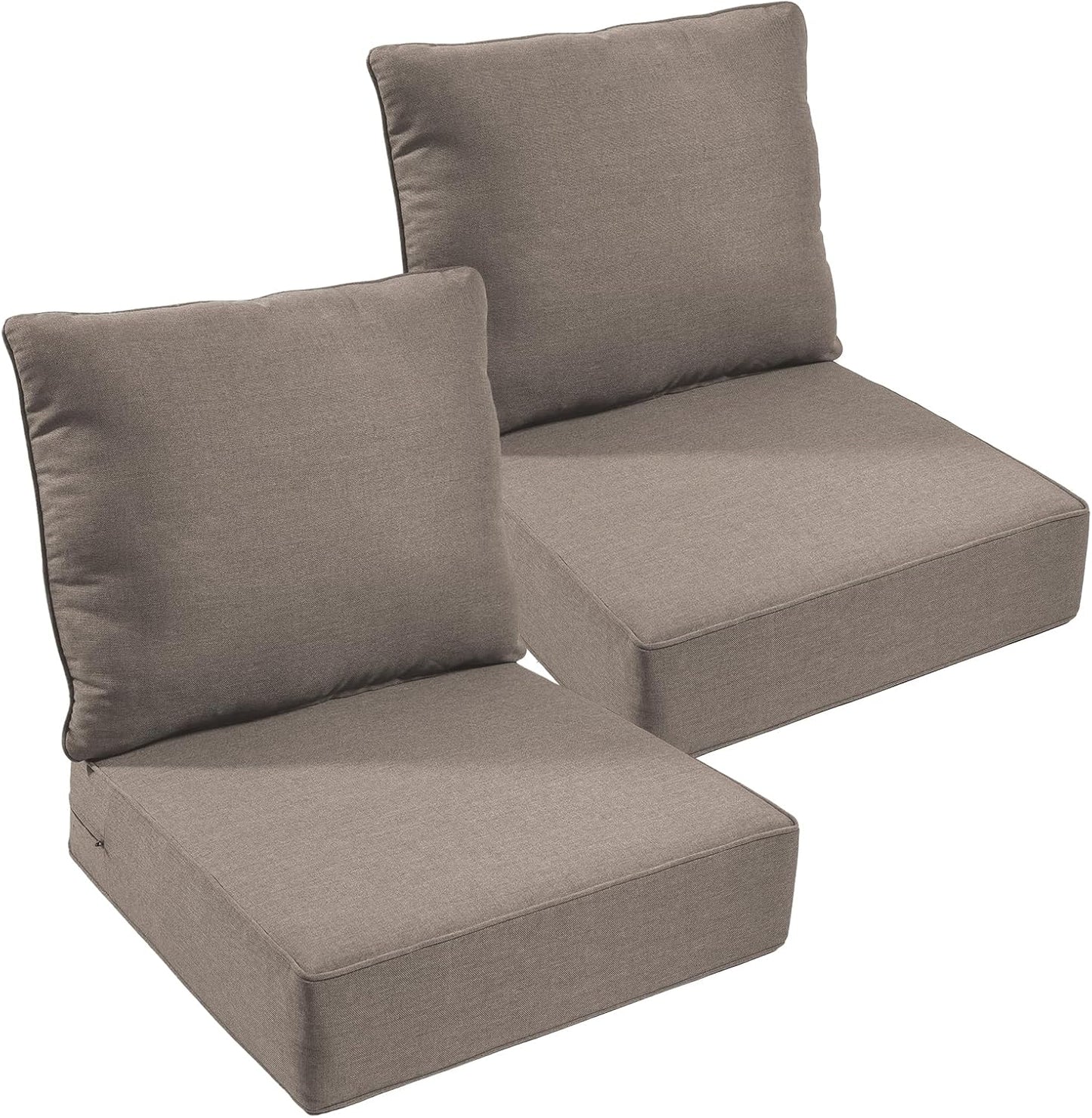 Outdoor Chair Cushions Set of 3, Waterproof 24x24 Patio Chair Cushion, 6" Thickened Seat Cushion for Outdoor Furniture, Couch Cushion Replacement, Include 3 Back & 3 Seat Cushions, Thick/Beige