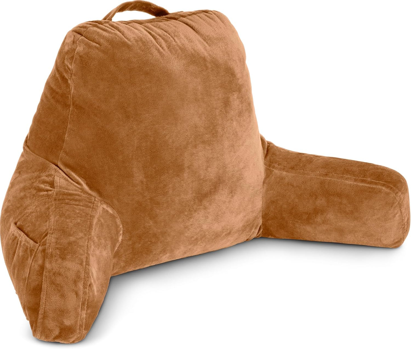 Husband Pillow Black, Original Reading Pillow in Bed Rest Chair, Shredded Memory Foam Large Lounge Cushion Adult Backrest with Arms, Comfy Back Support for Sit Sitting Up, Washable/Removable Cover