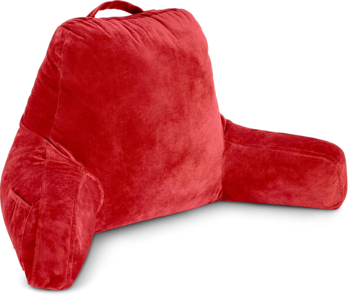 Husband Pillow Black, Original Reading Pillow in Bed Rest Chair, Shredded Memory Foam Large Lounge Cushion Adult Backrest with Arms, Comfy Back Support for Sit Sitting Up, Washable/Removable Cover