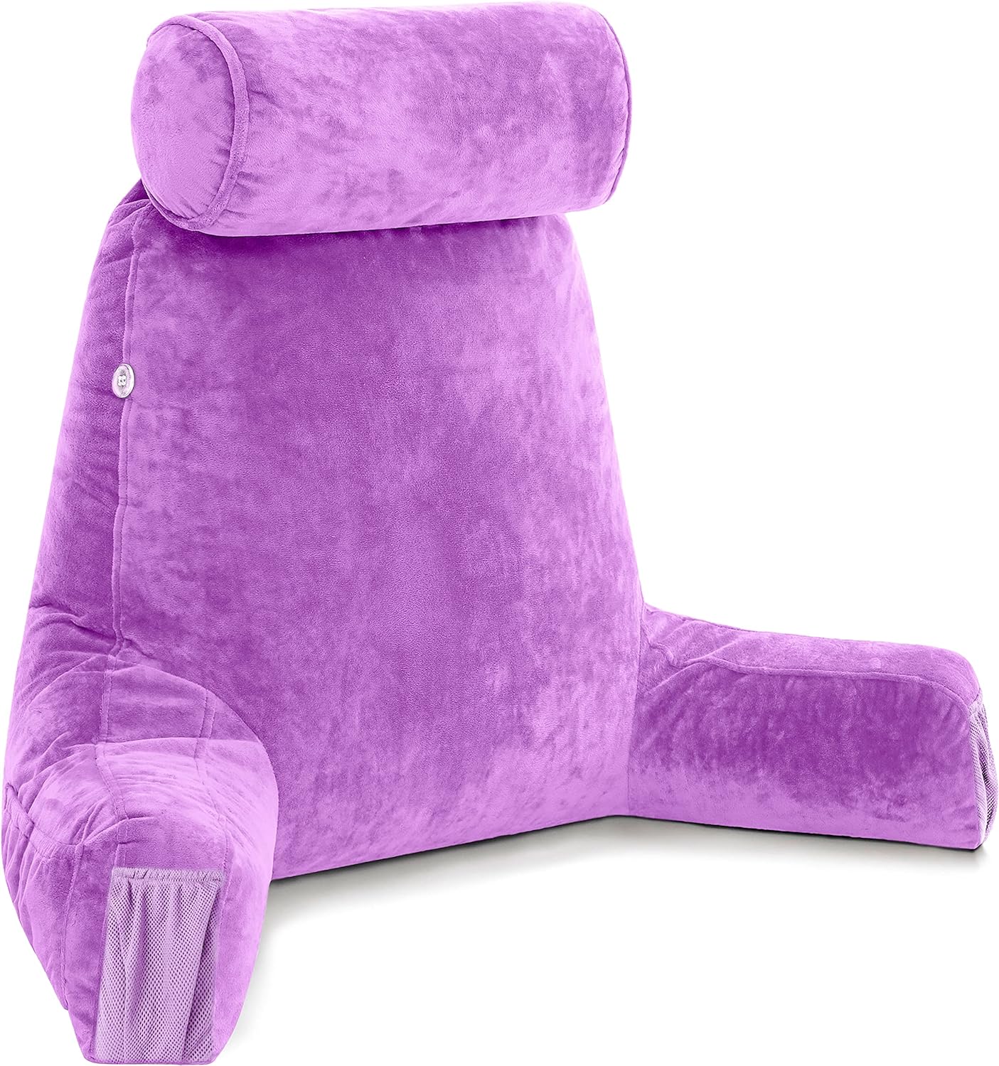 Husband Pillow Black, Original Reading Pillow in Bed Rest Chair, Shredded Memory Foam Large Lounge Cushion Adult Backrest with Arms, Comfy Back Support for Sit Sitting Up, Washable/Removable Cover
