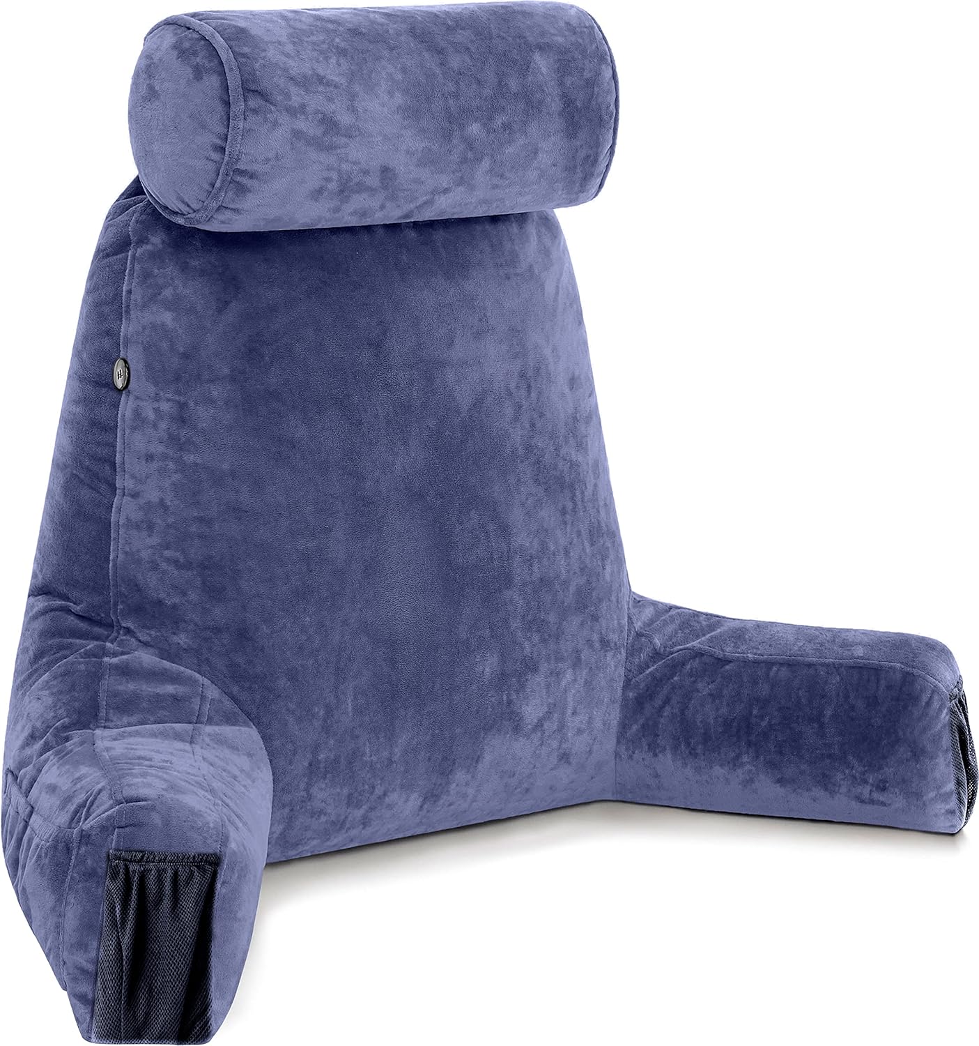 Husband Pillow Black, Original Reading Pillow in Bed Rest Chair, Shredded Memory Foam Large Lounge Cushion Adult Backrest with Arms, Comfy Back Support for Sit Sitting Up, Washable/Removable Cover