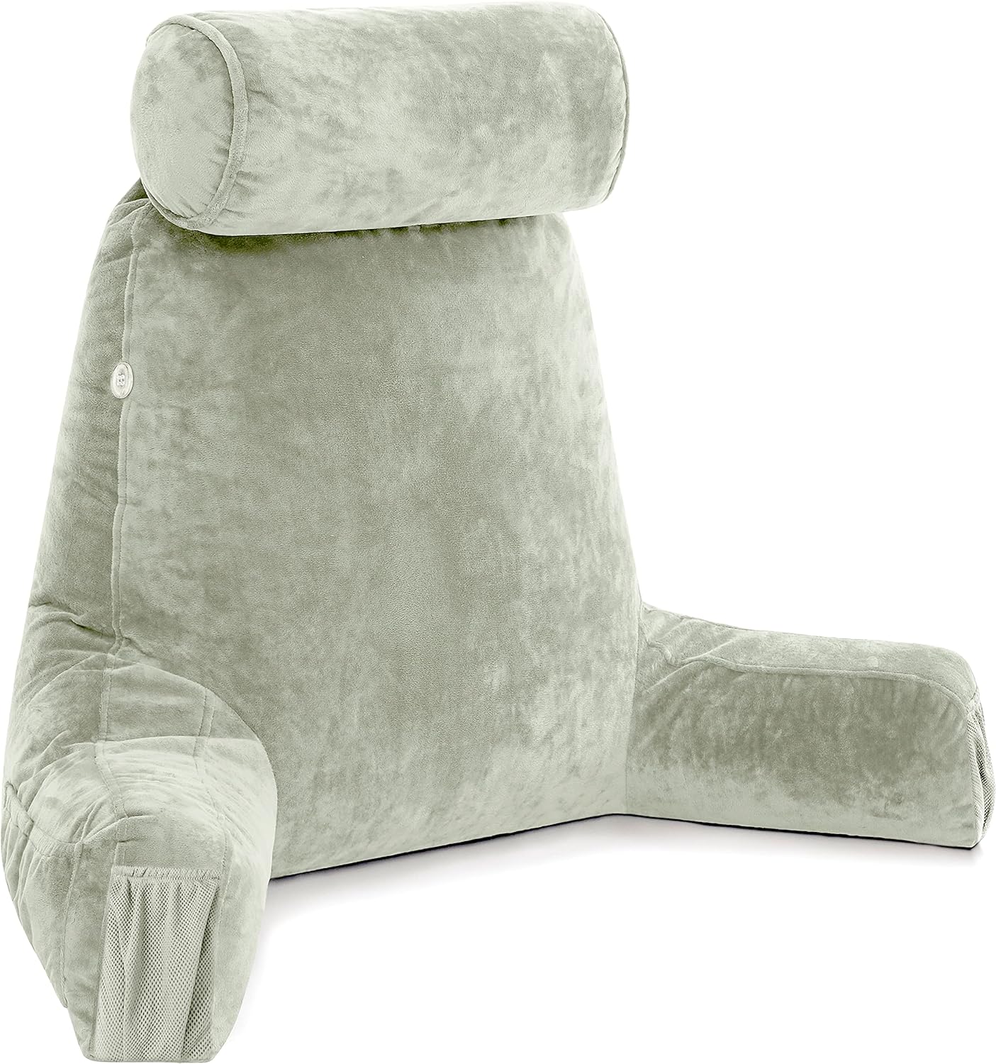 Husband Pillow Black, Original Reading Pillow in Bed Rest Chair, Shredded Memory Foam Large Lounge Cushion Adult Backrest with Arms, Comfy Back Support for Sit Sitting Up, Washable/Removable Cover