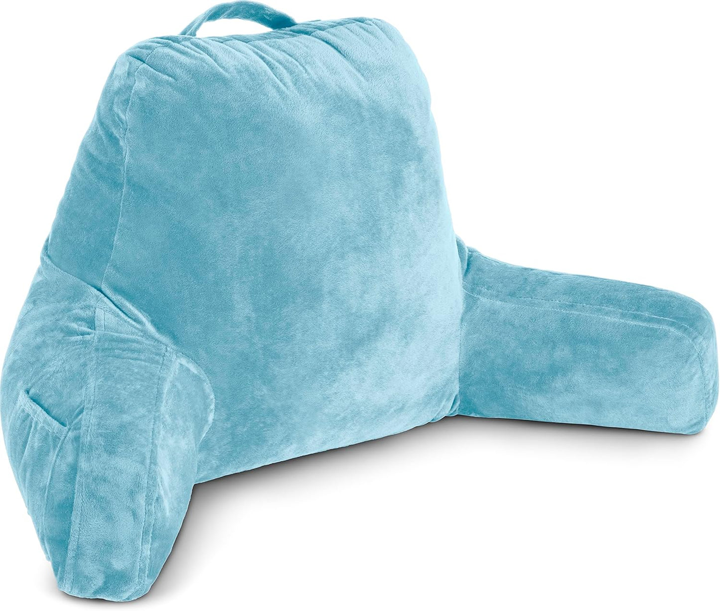 Husband Pillow Black, Original Reading Pillow in Bed Rest Chair, Shredded Memory Foam Large Lounge Cushion Adult Backrest with Arms, Comfy Back Support for Sit Sitting Up, Washable/Removable Cover