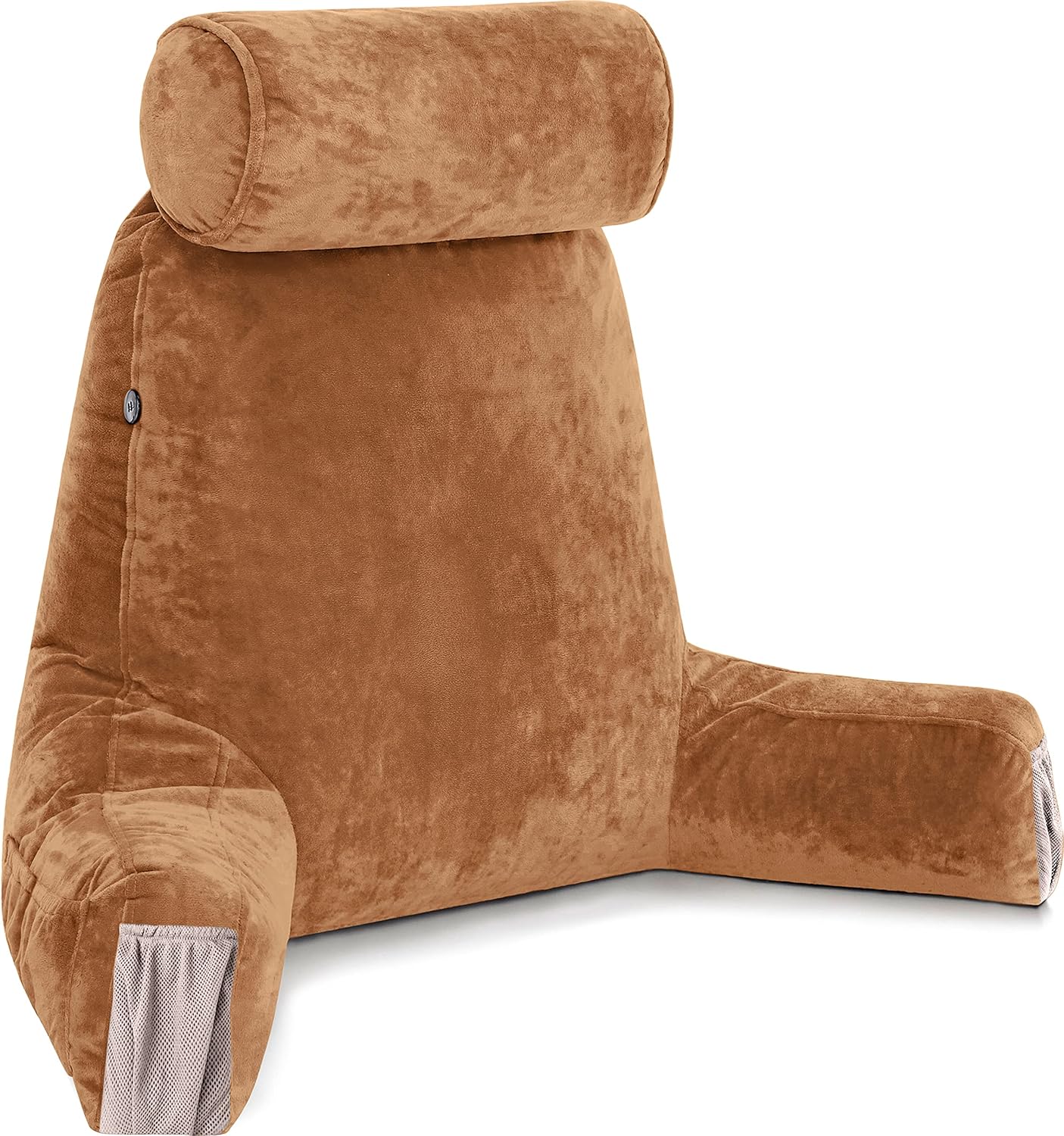 Husband Pillow Black, Original Reading Pillow in Bed Rest Chair, Shredded Memory Foam Large Lounge Cushion Adult Backrest with Arms, Comfy Back Support for Sit Sitting Up, Washable/Removable Cover