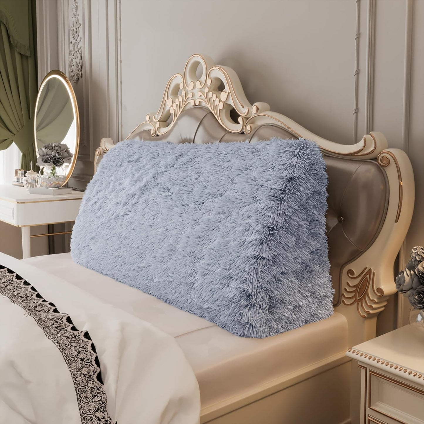 Fully Stuffed Thicken Headboard Pillow Twin Padded Headboard Soft and Firm Support Large Bolster Triangular Bed Wedge Pillow Backrest Positioning Bed Rest Reading Pillows for Bed Corduroy Black