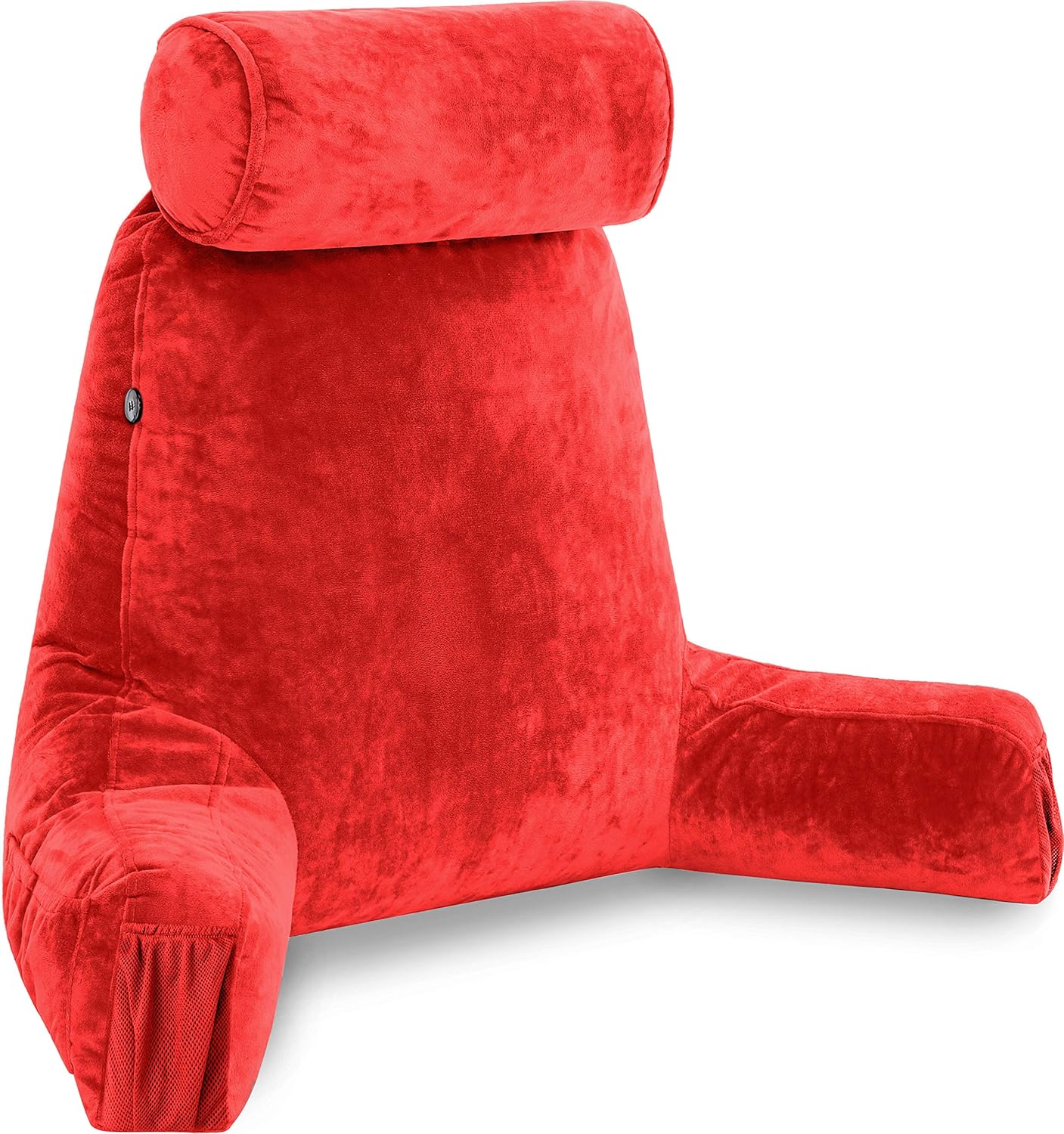 Husband Pillow Black, Original Reading Pillow in Bed Rest Chair, Shredded Memory Foam Large Lounge Cushion Adult Backrest with Arms, Comfy Back Support for Sit Sitting Up, Washable/Removable Cover