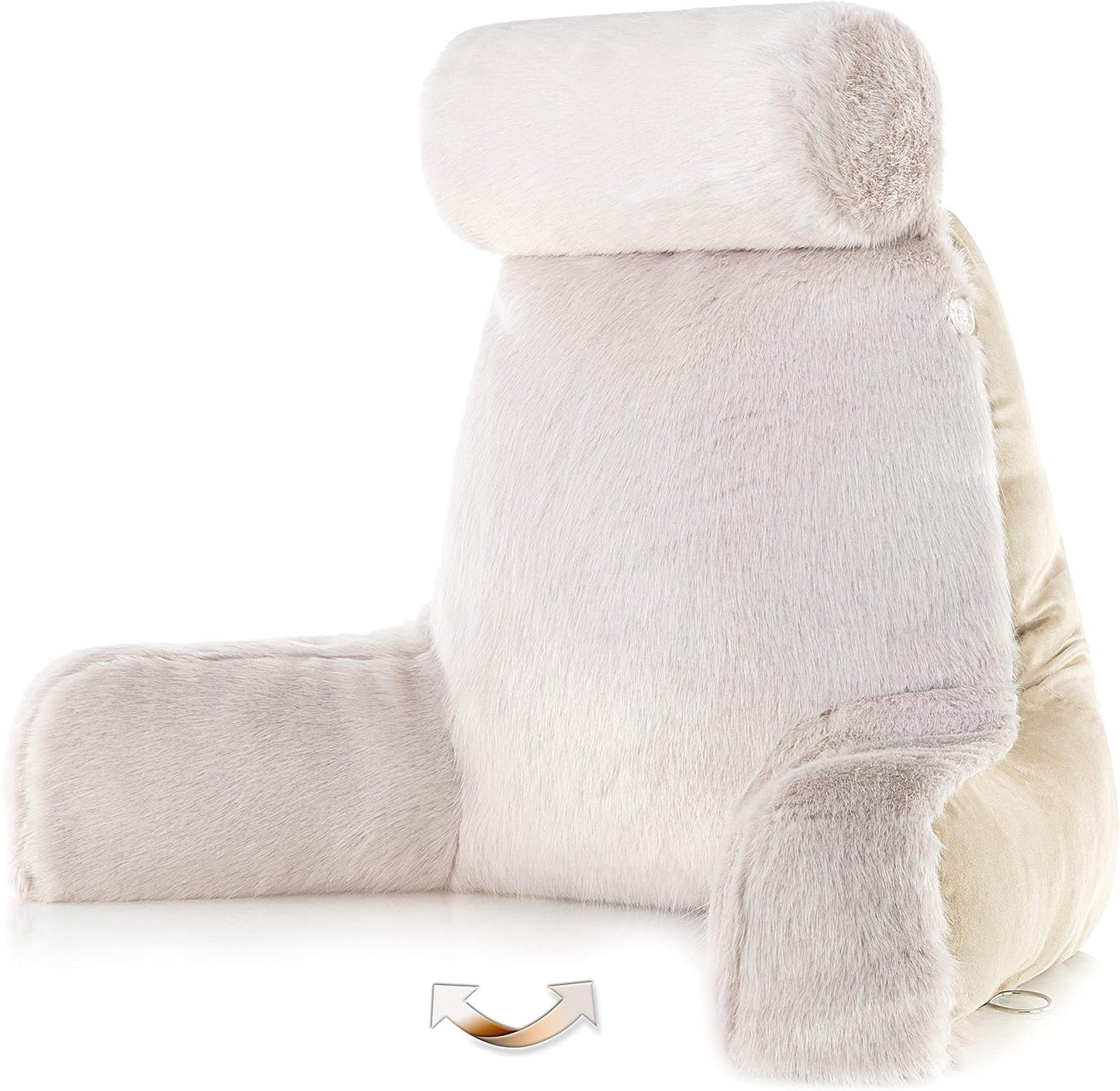 Husband Pillow Black, Original Reading Pillow in Bed Rest Chair, Shredded Memory Foam Large Lounge Cushion Adult Backrest with Arms, Comfy Back Support for Sit Sitting Up, Washable/Removable Cover