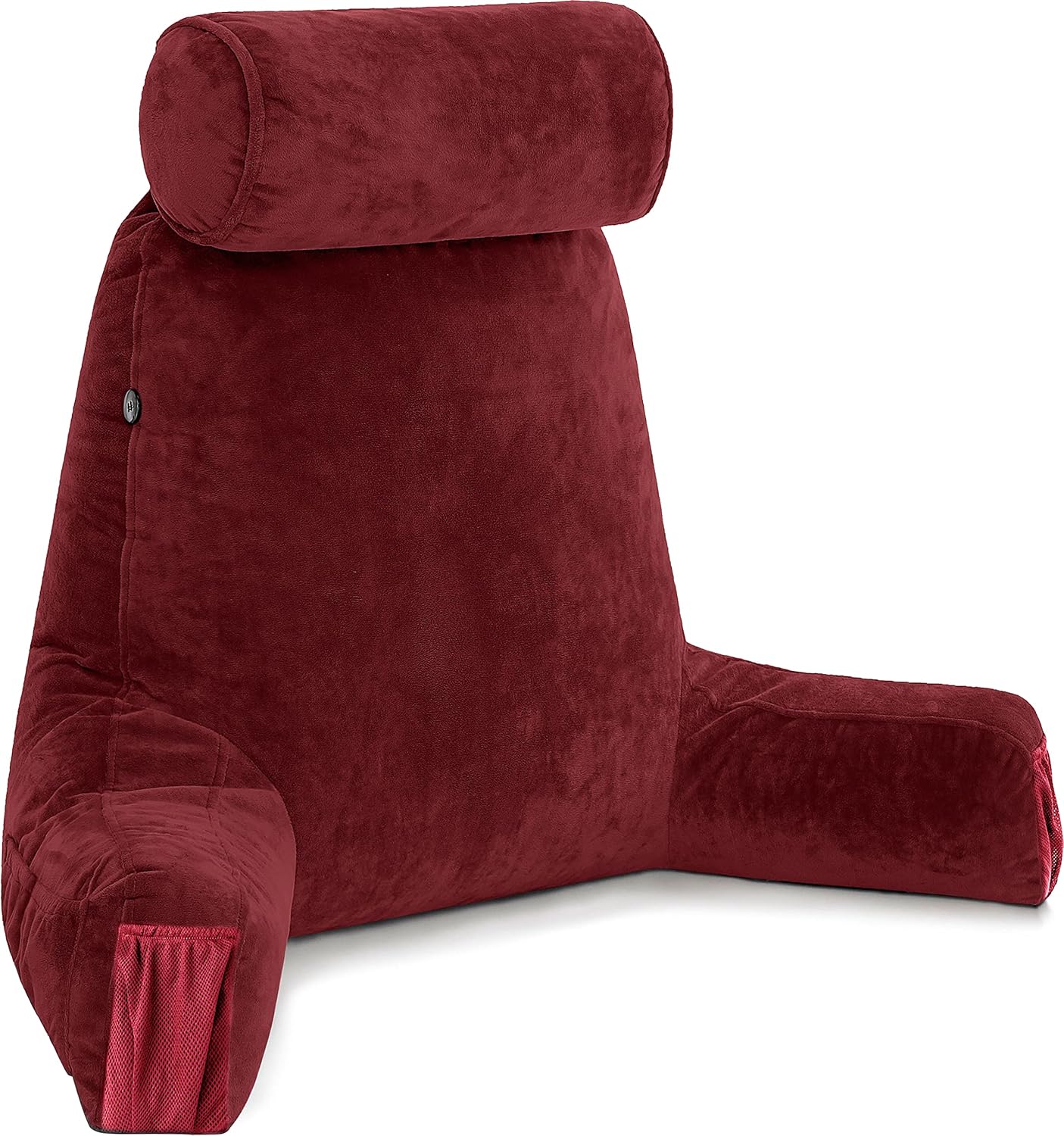 Husband Pillow Black, Original Reading Pillow in Bed Rest Chair, Shredded Memory Foam Large Lounge Cushion Adult Backrest with Arms, Comfy Back Support for Sit Sitting Up, Washable/Removable Cover