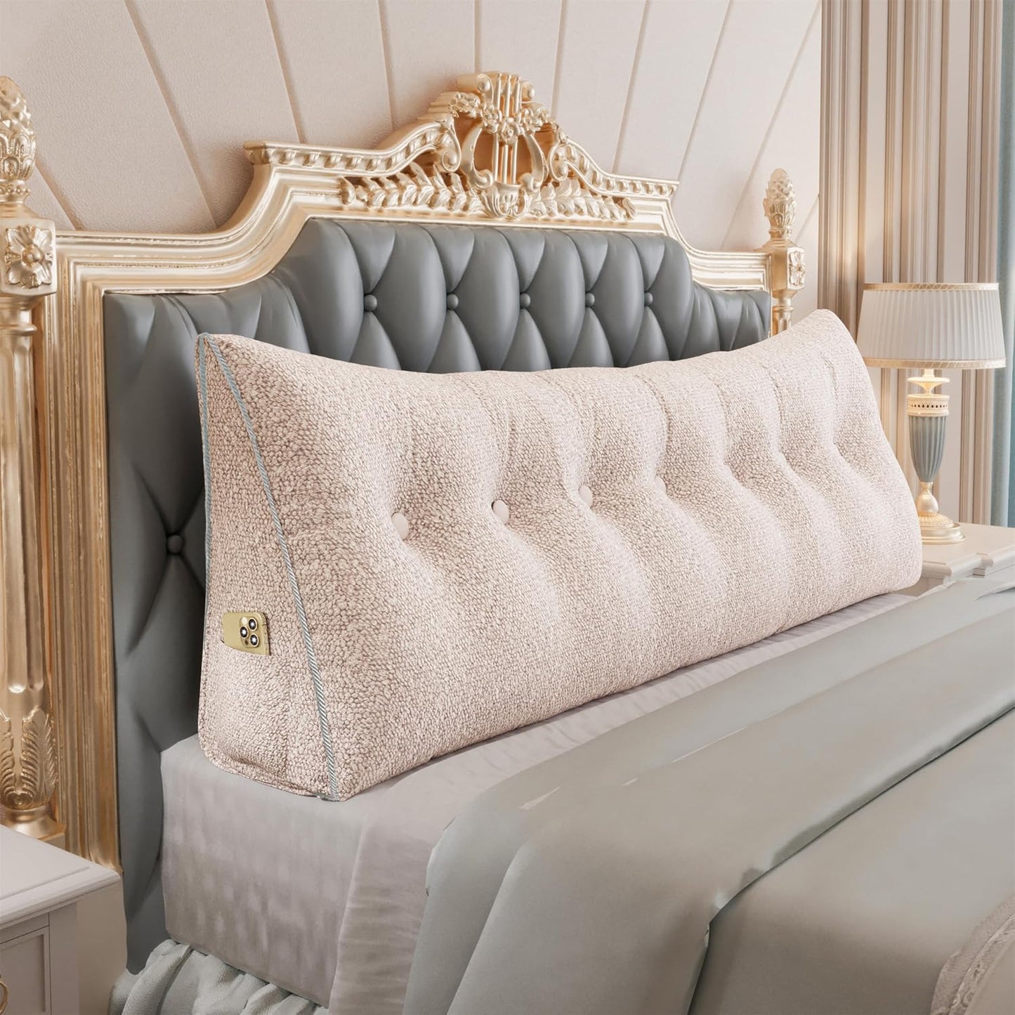 Fully Stuffed Thicken Headboard Pillow Twin Padded Headboard Soft and Firm Support Large Bolster Triangular Bed Wedge Pillow Backrest Positioning Bed Rest Reading Pillows for Bed Corduroy Black