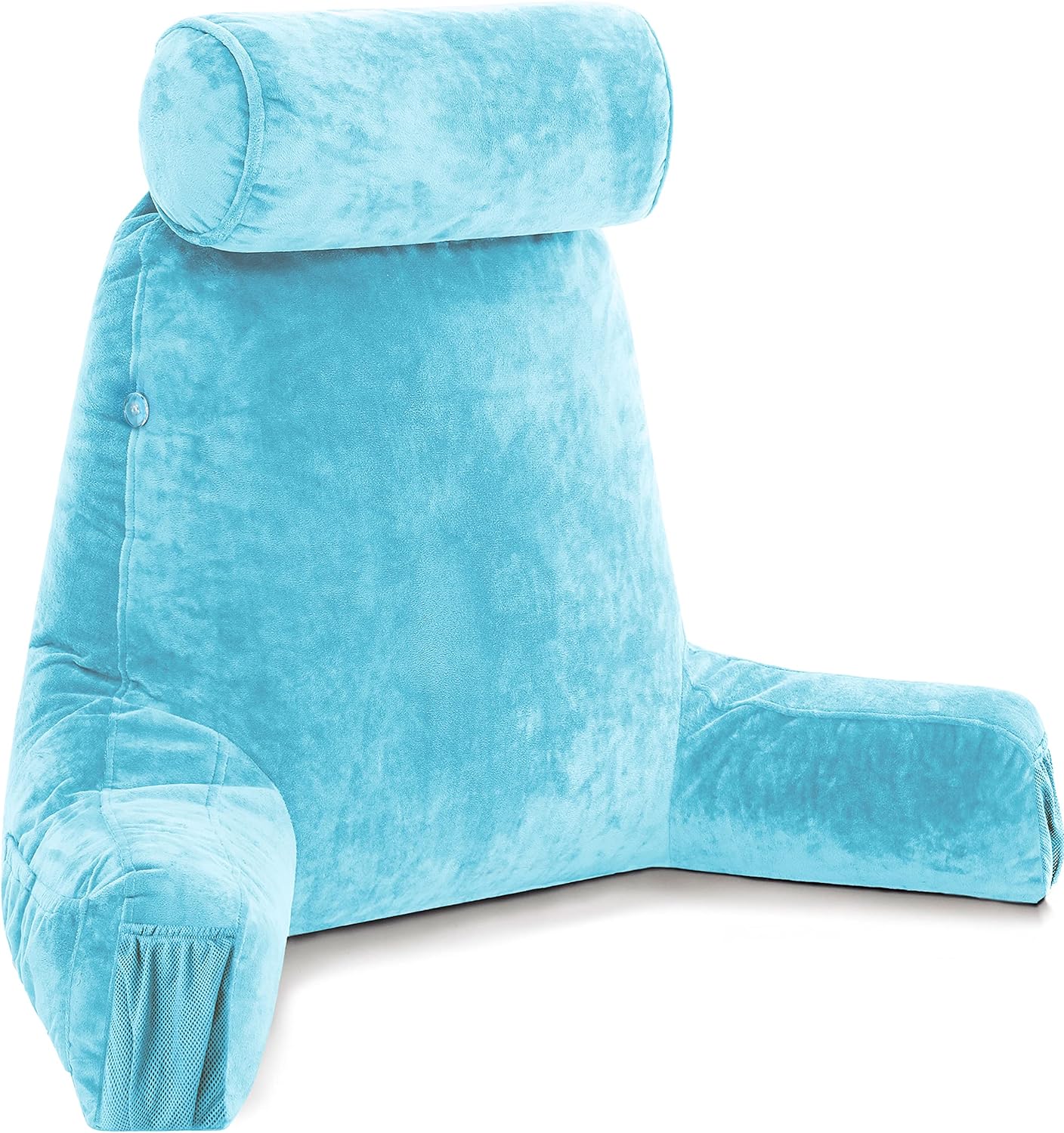 Husband Pillow Black, Original Reading Pillow in Bed Rest Chair, Shredded Memory Foam Large Lounge Cushion Adult Backrest with Arms, Comfy Back Support for Sit Sitting Up, Washable/Removable Cover